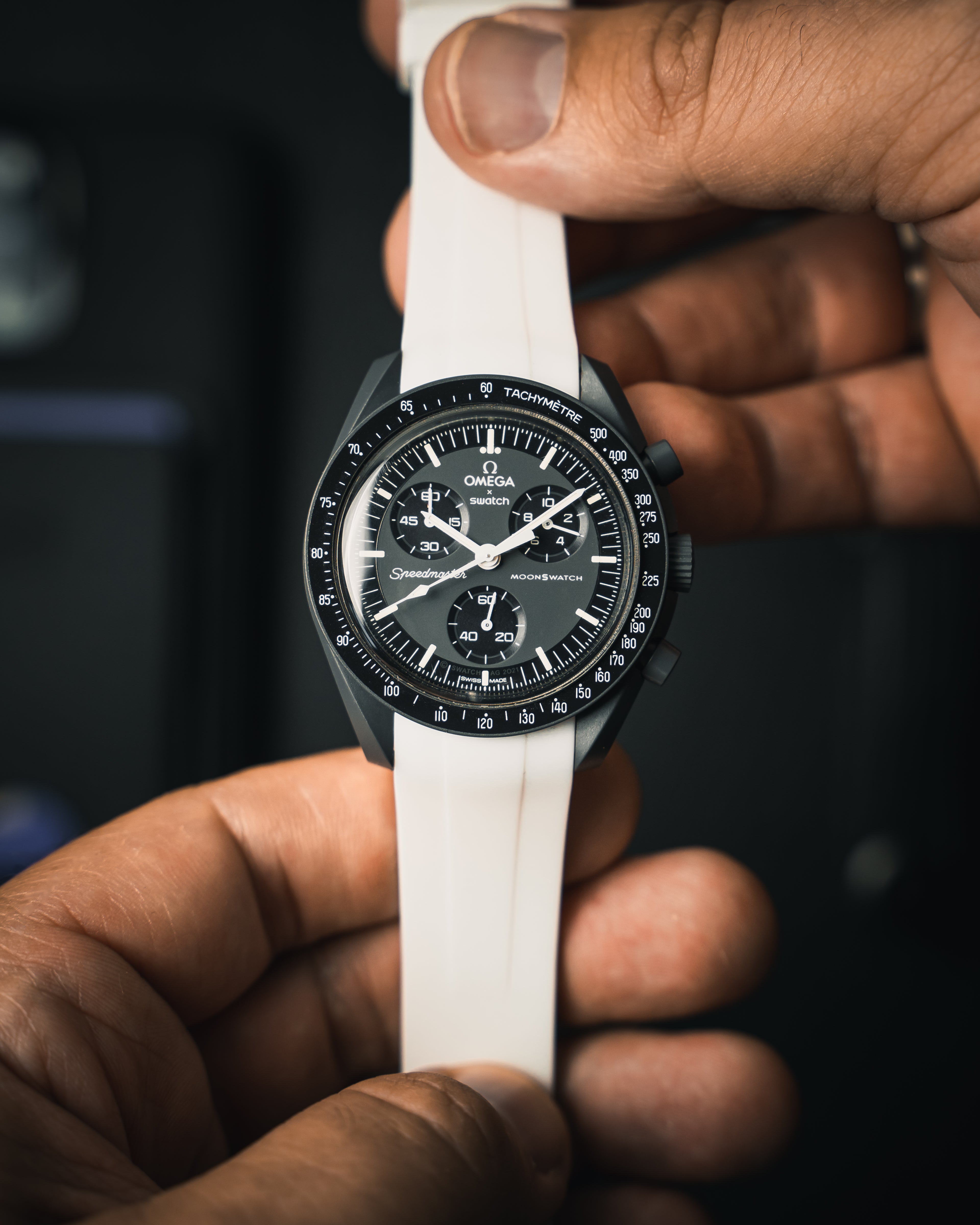 Correa de caucho blanco polar para Swatch x Omega Moonswatch