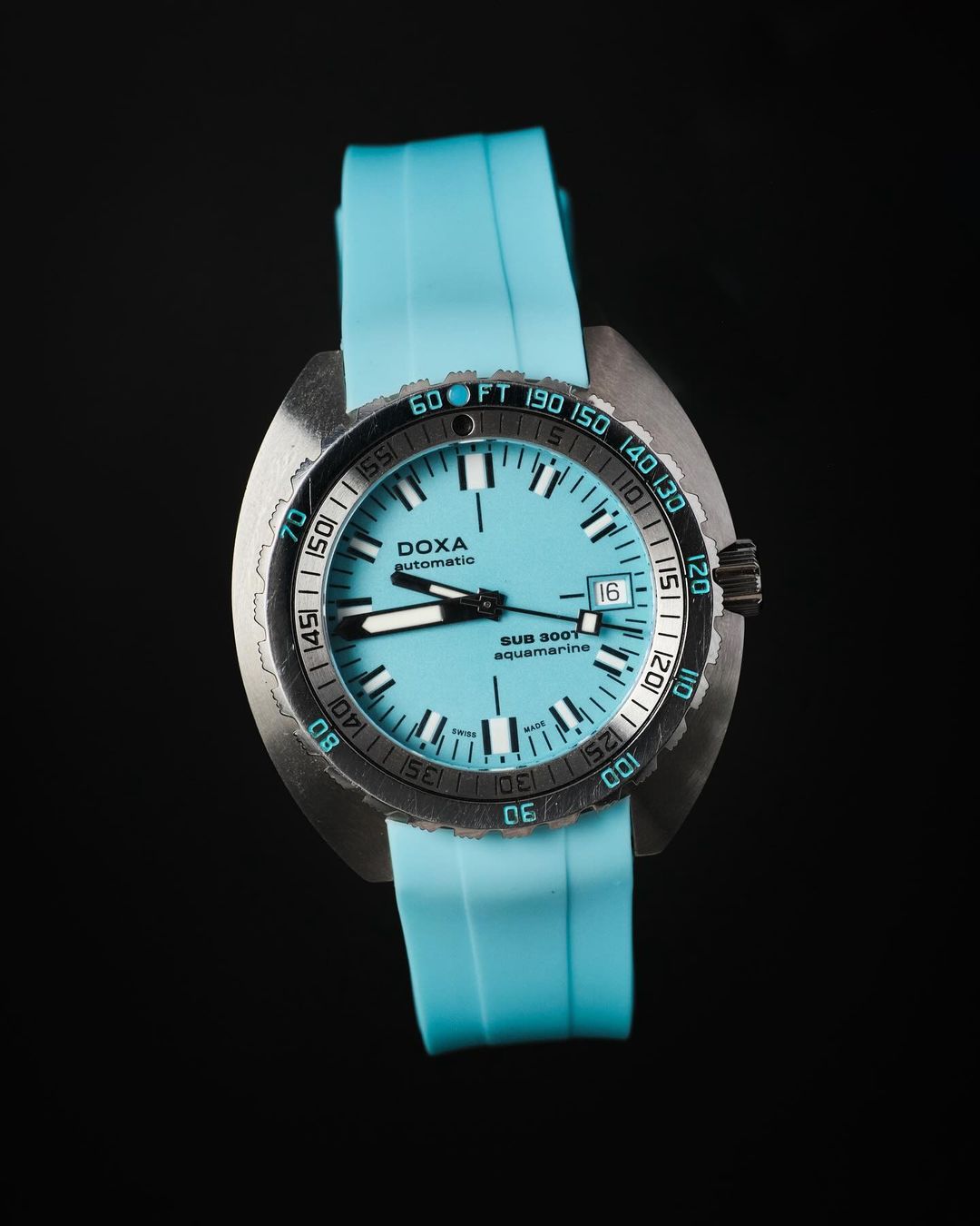 Glacier Blue - Rubber Watch Strap For Doxa Sub 300T