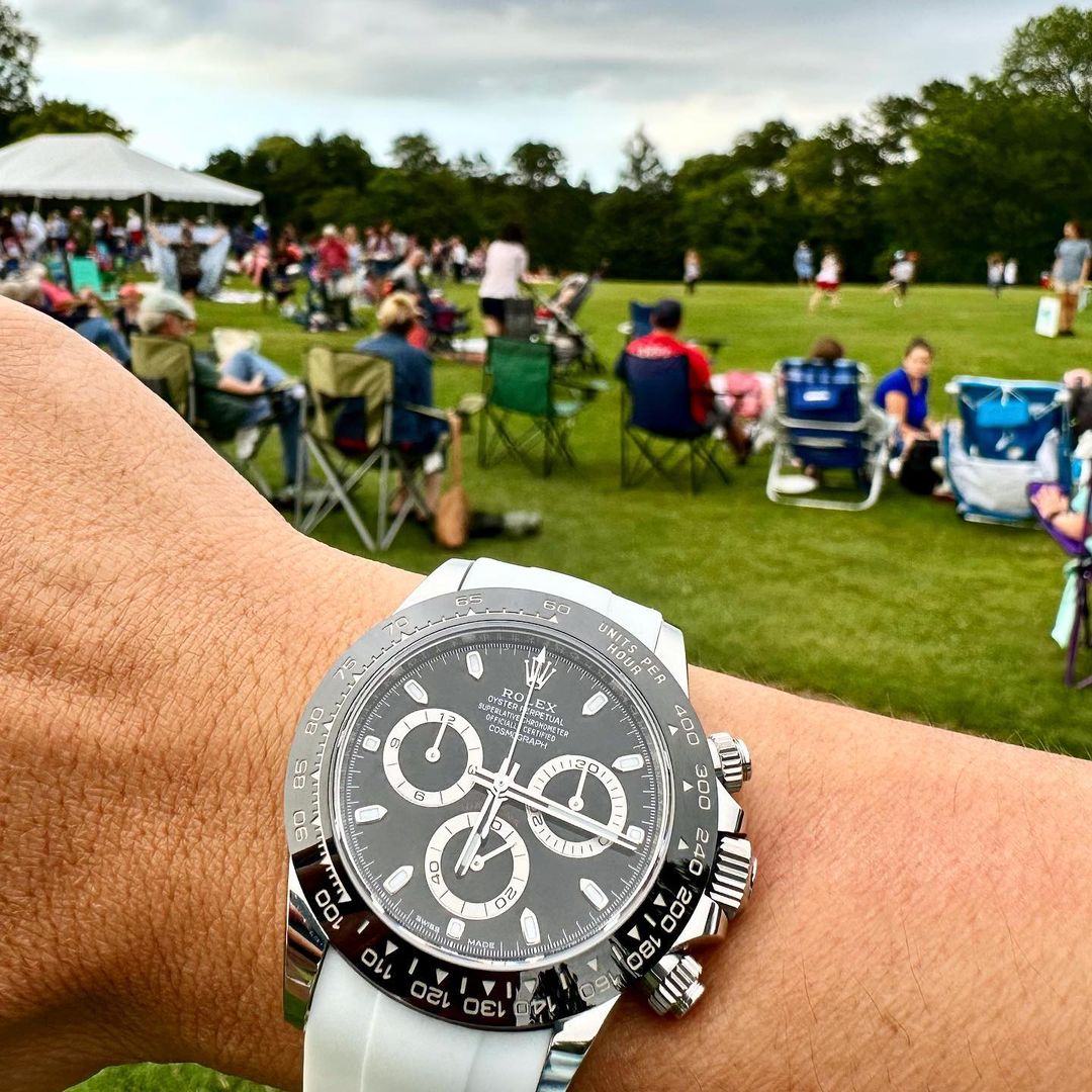 Polar White - Rubber Watch Strap For Rolex Daytona