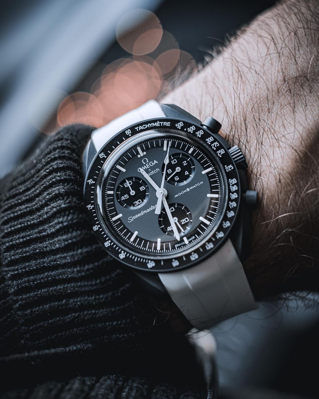 Correa de caucho blanco polar para Swatch x Omega Moonswatch
