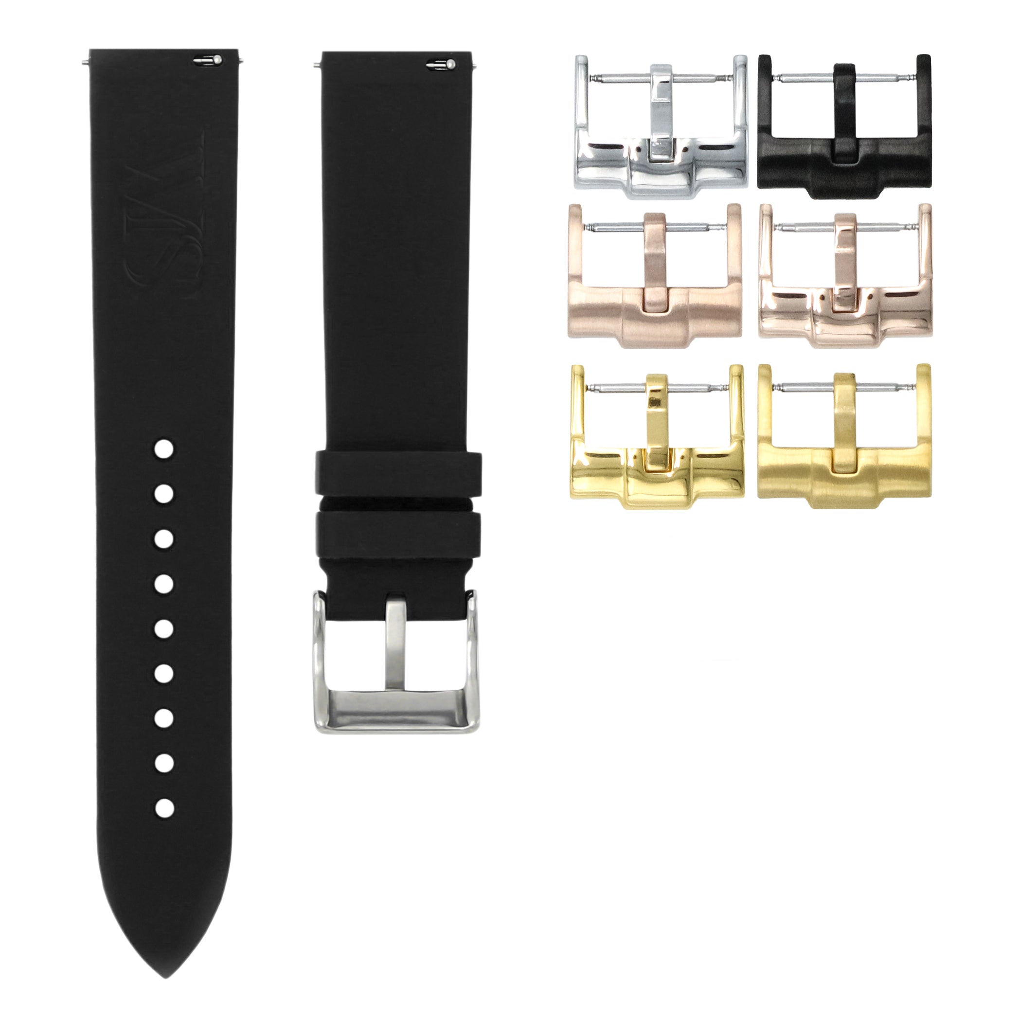 Tuxedo Black - Quick Release Rubber Watch Strap for TAG Heuer Carrera