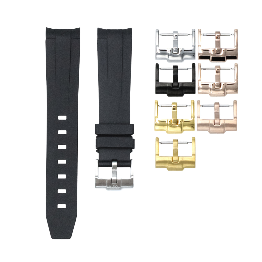 Correa de caucho negra Tuxedo para Rolex Day-Date II (41 mm)