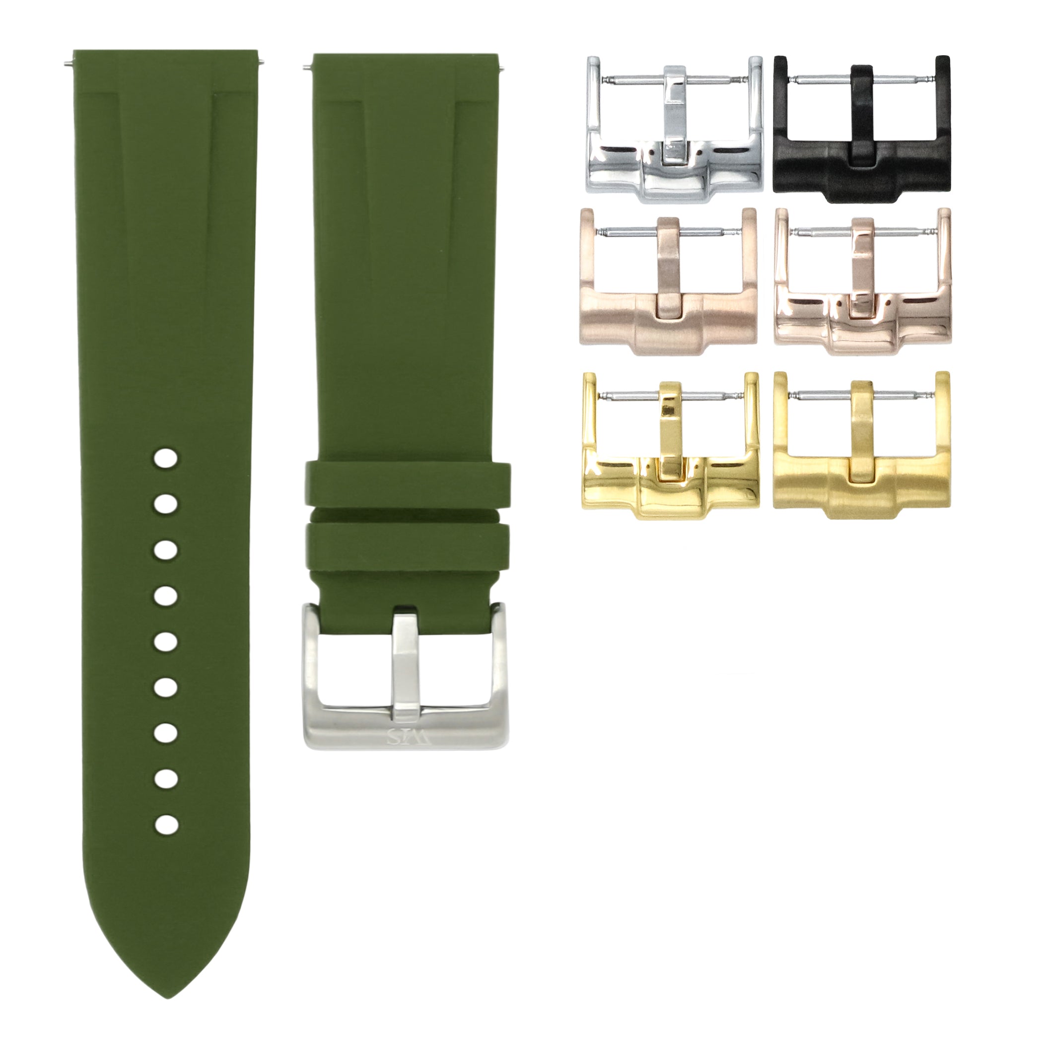 Olive Green - Quick Release Rubber Watch Strap For Tudor Grantour