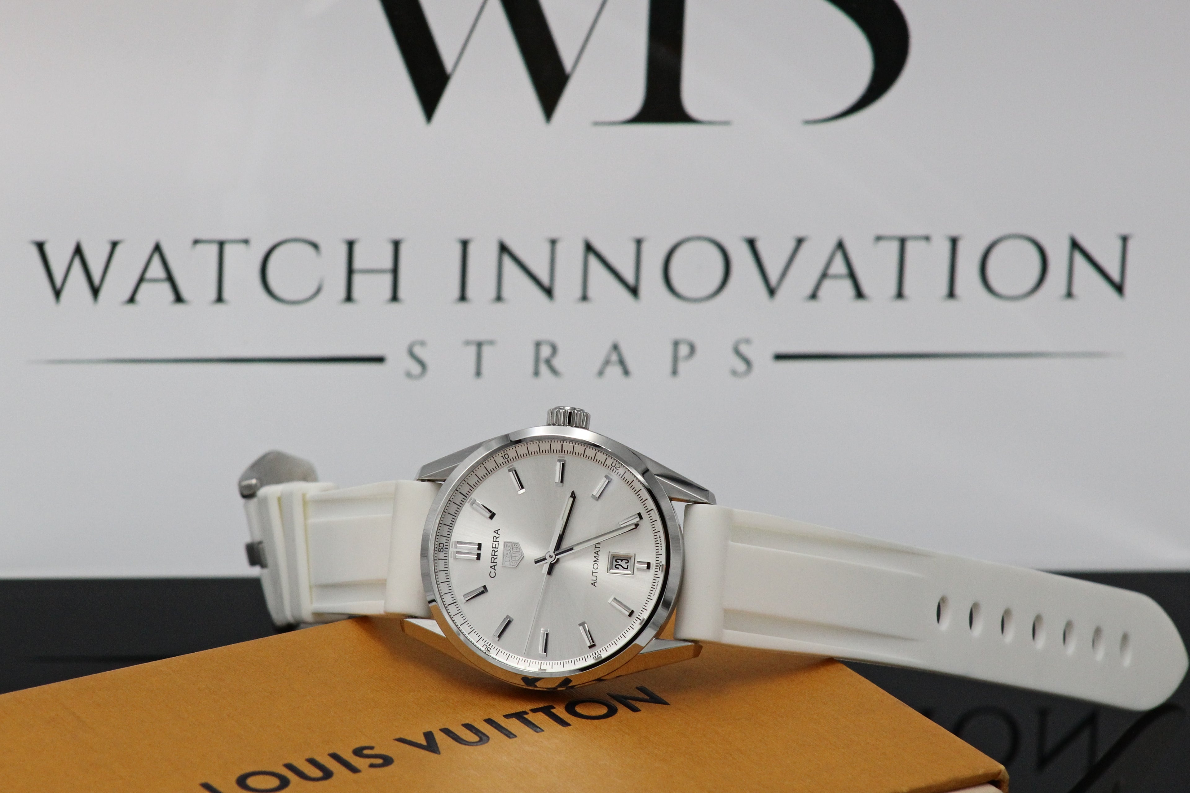 Correa de caucho para reloj Tag Heuer Carrera, color blanco perla