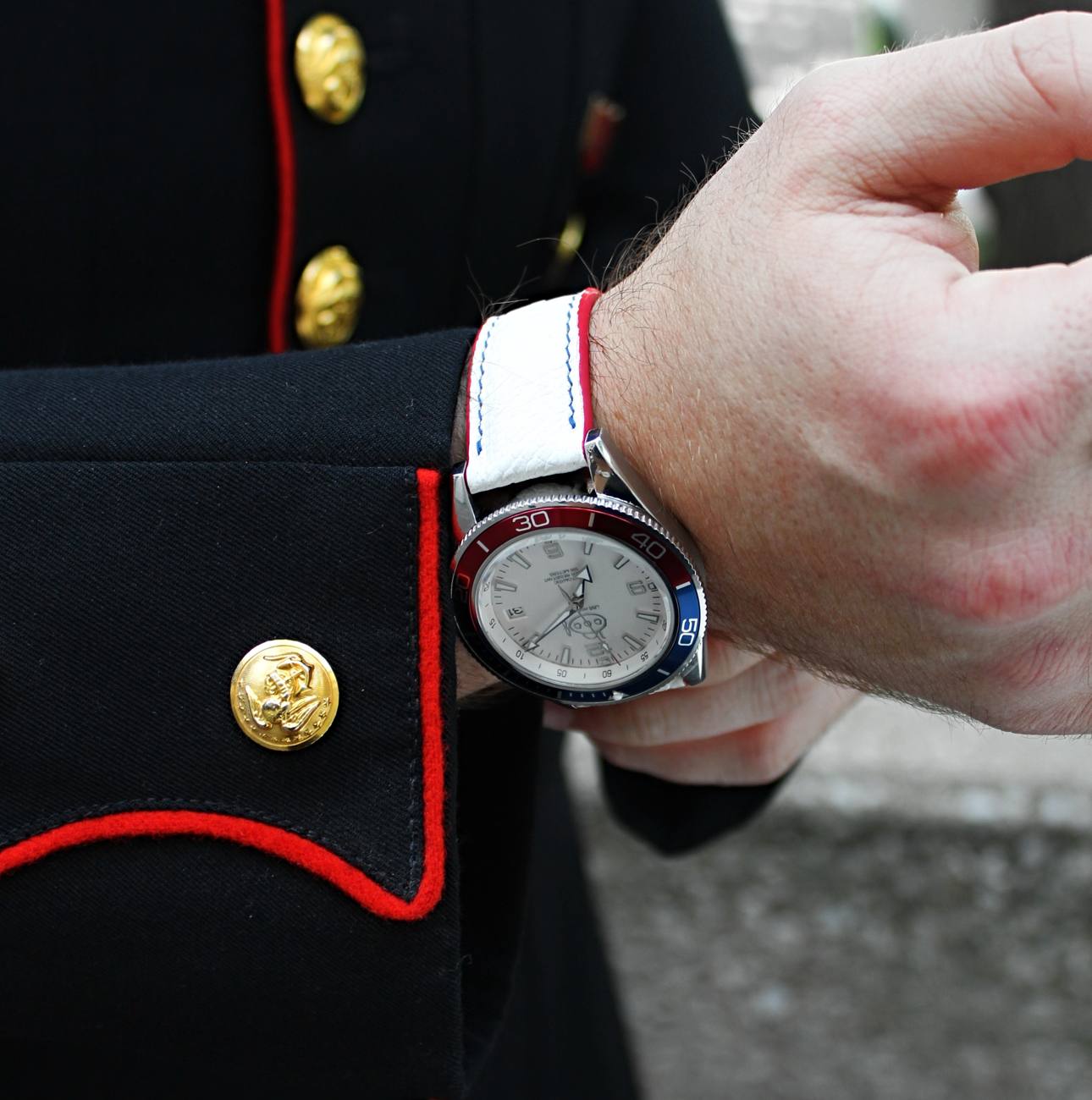 America 250 SS-1 on the wrist, cuff detail