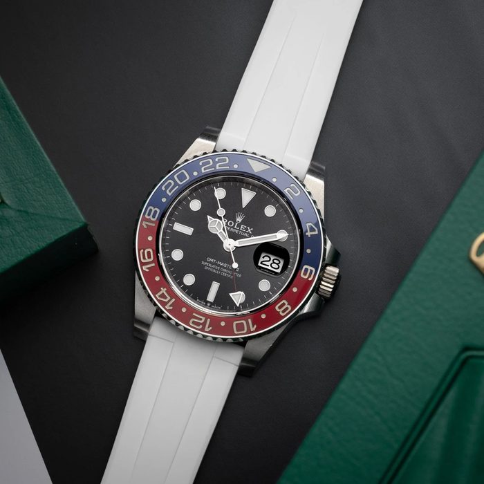 A rubber WIS watch strap on a Rolex GMT-Master II