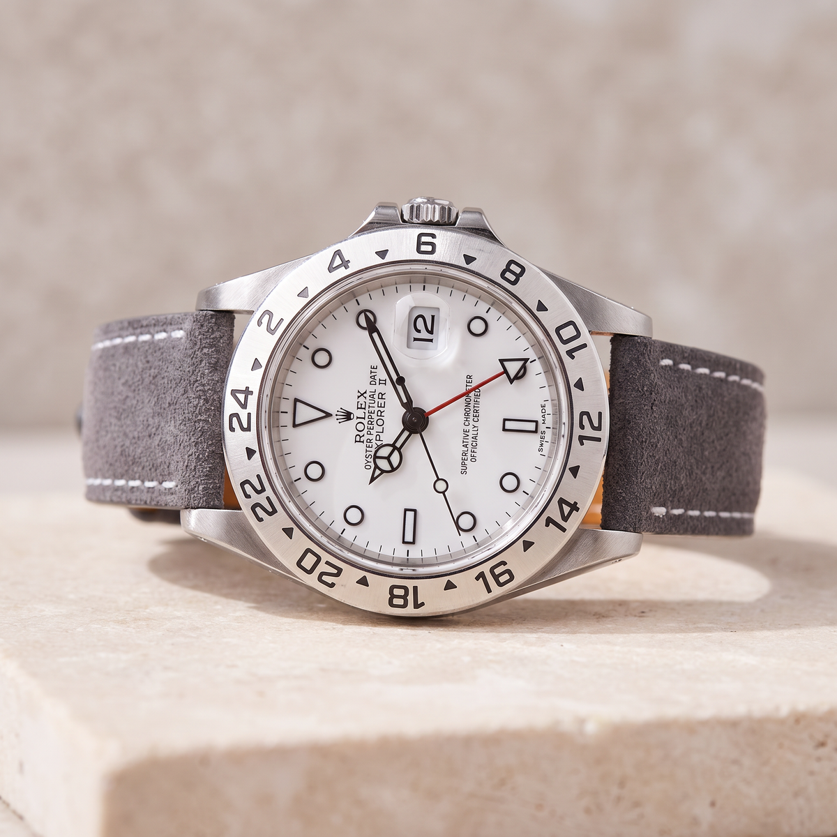 WIS Charcoal Grey Suede Leather Strap