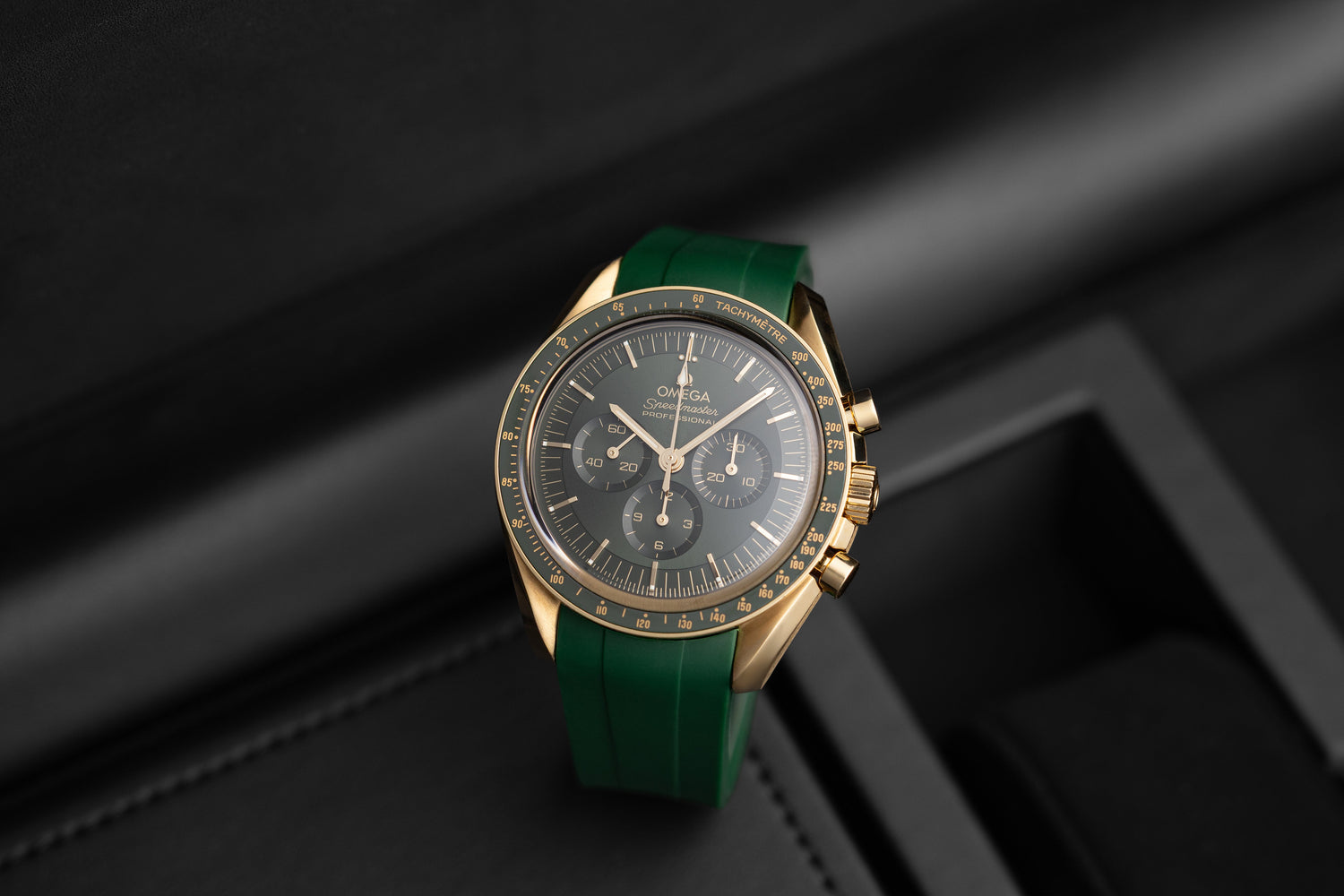 Omega Speedmaster on Green Rubber Strap