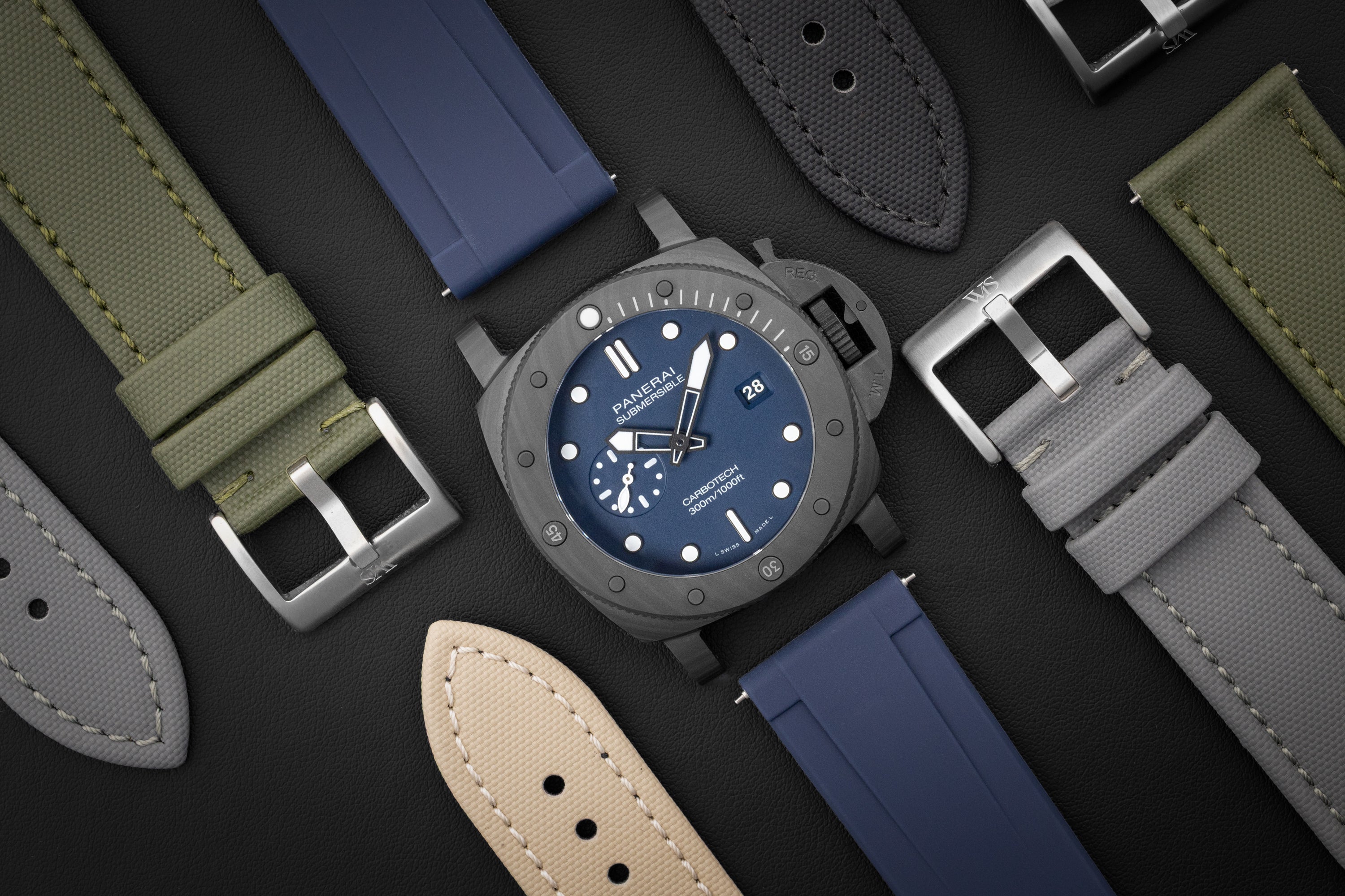 Watch Surrounded by Different Color Leather Straps