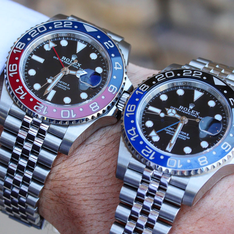 Rolex Batgirl vs. Rolex Pepsi on Jubilee Bracelet