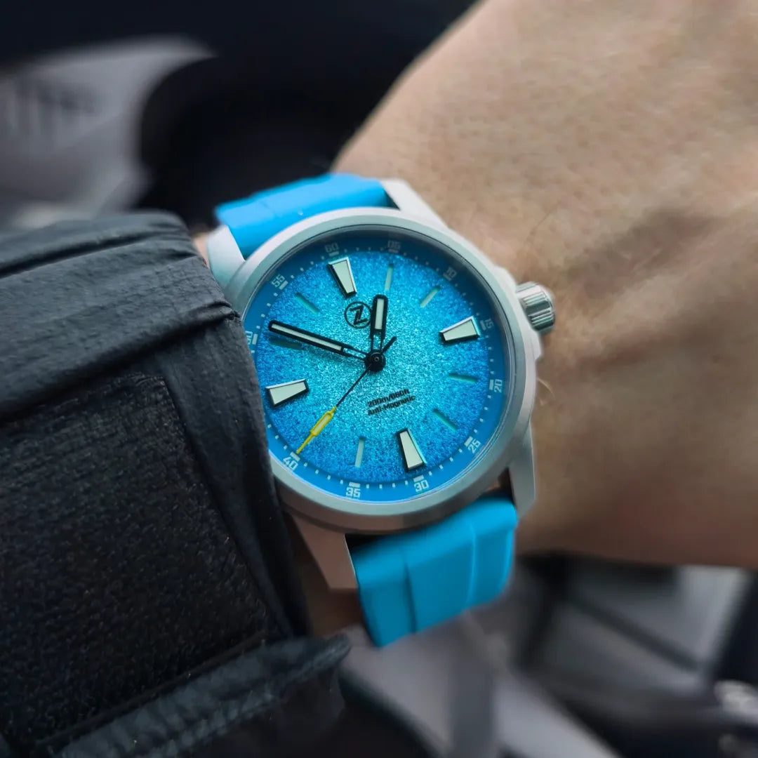 Zelos on Miami Blue Rubber Strap