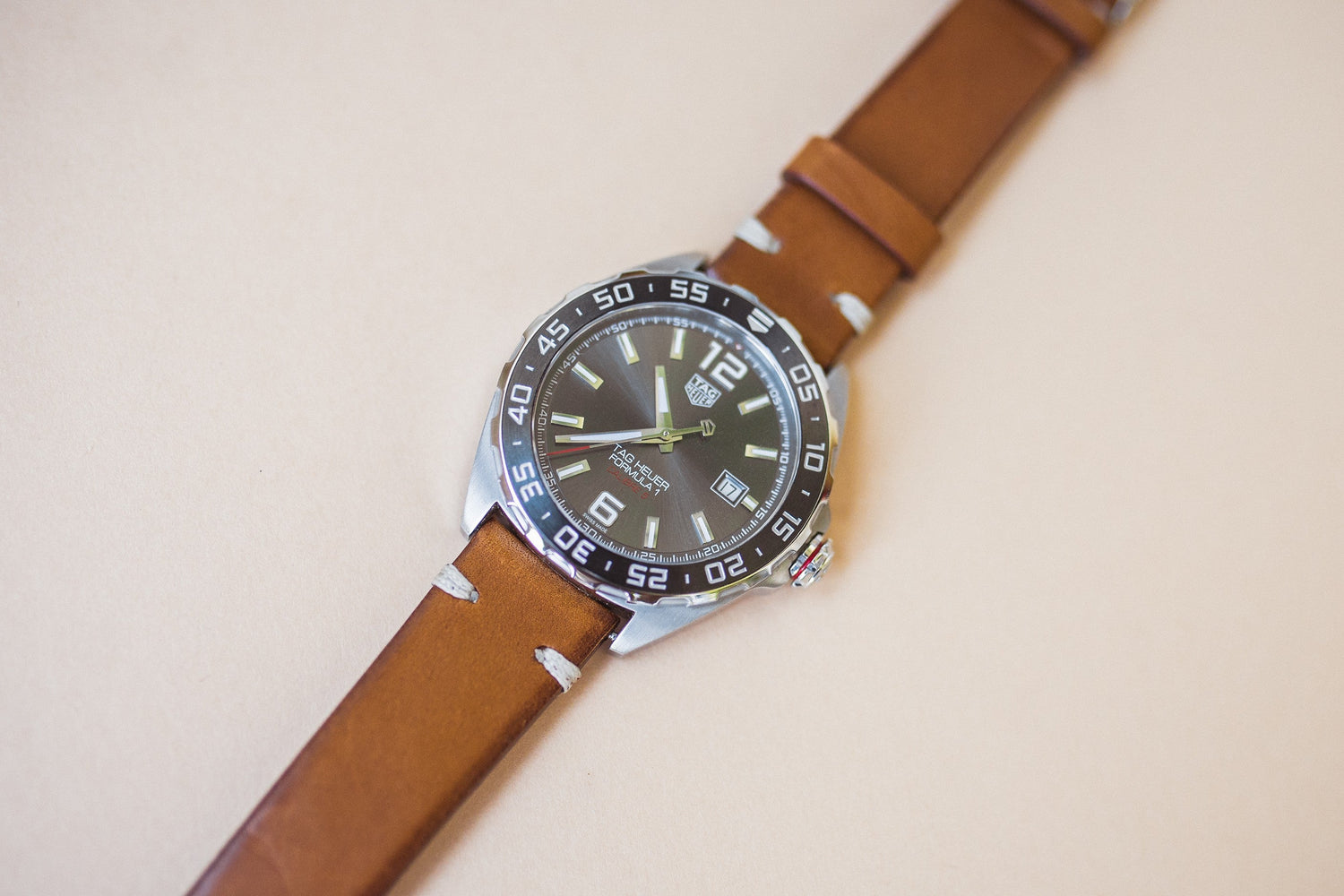 Tag Heuer on Brown Handmade Leather Strap
