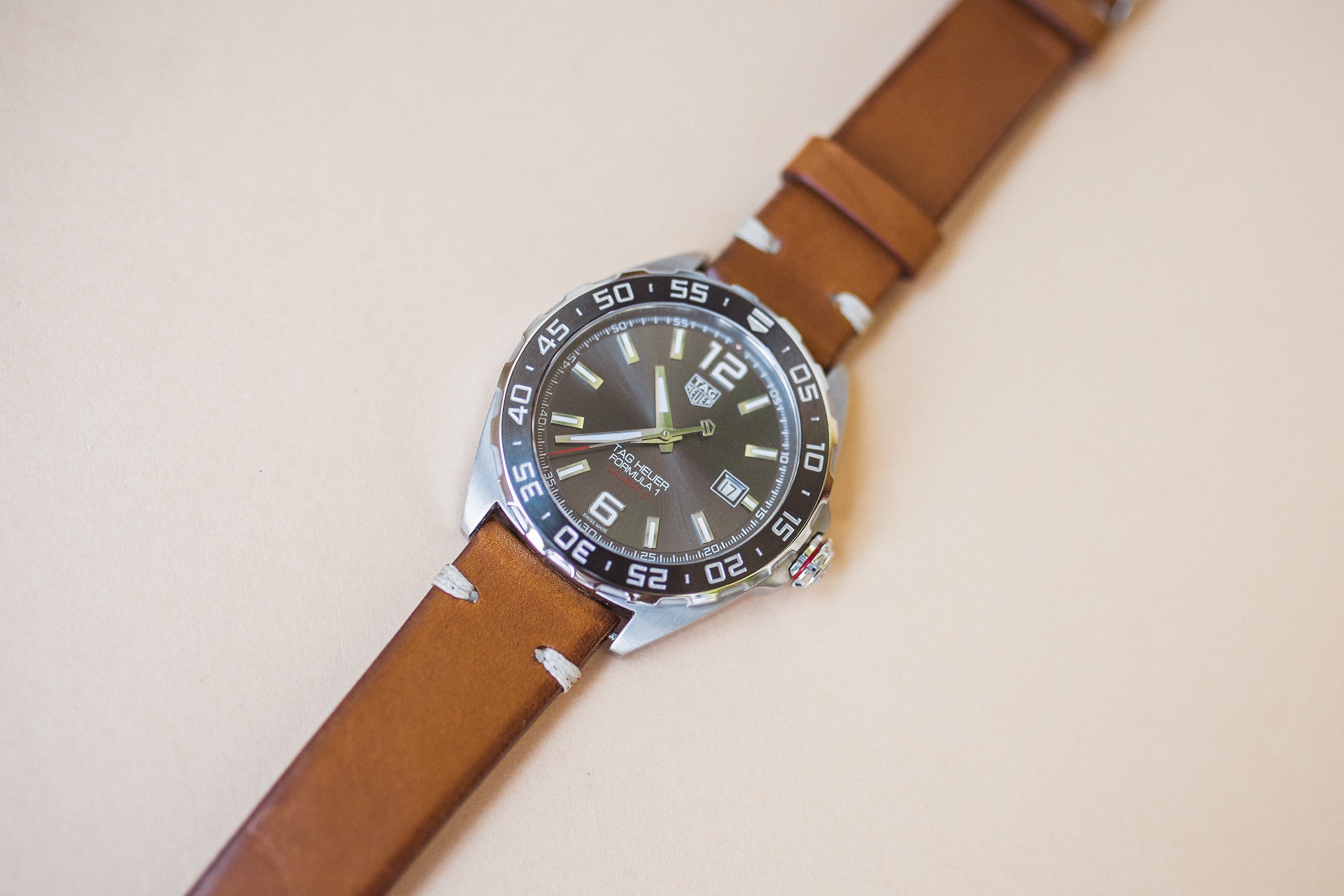 Tag Heuer on Brown Handmade Leather Strap
