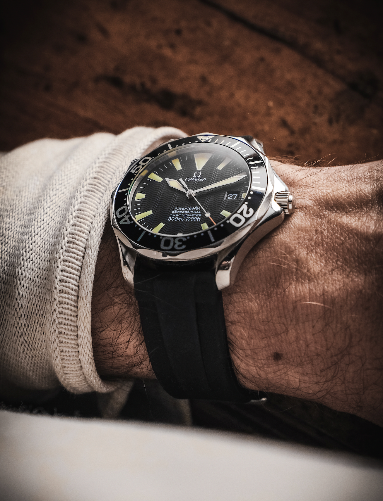 Omega Seamaster on WIS Black Rubber Watch Band