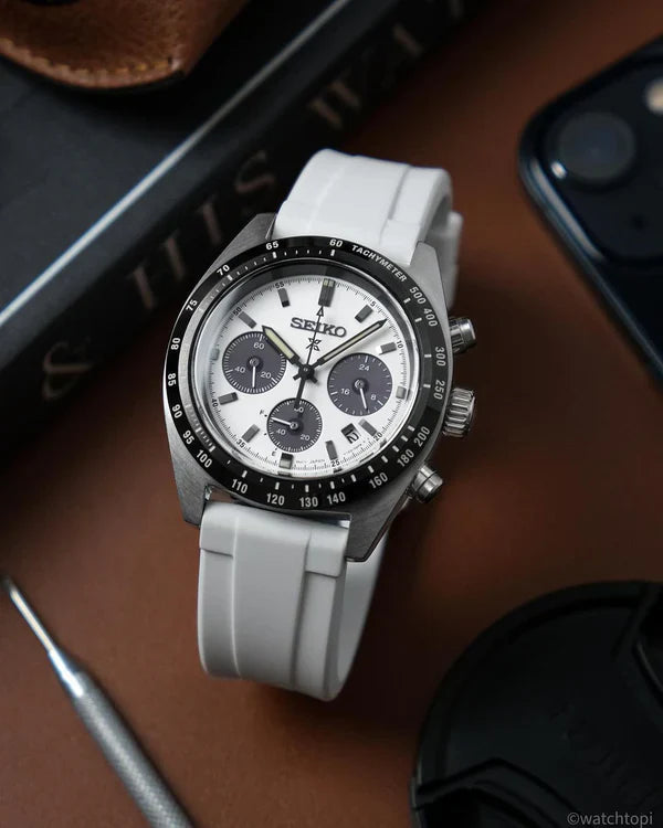 Seiko Panda on a white WIS rubber strap