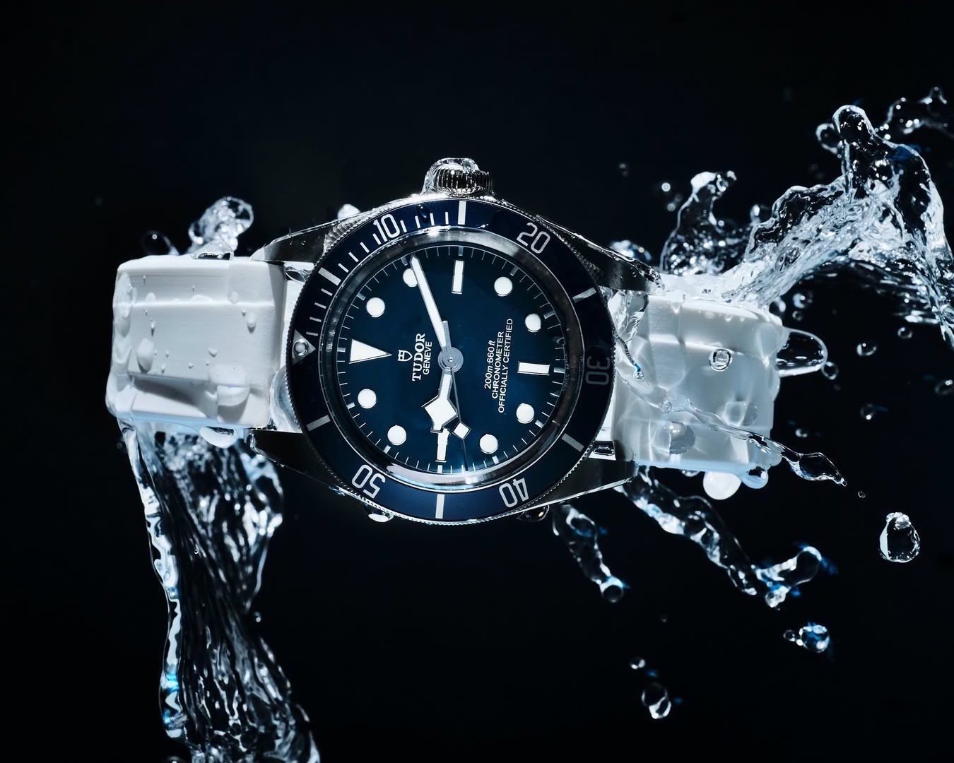 Tudor Black Bay on White Rubber Quick Release Strap | WIS Watch Straps