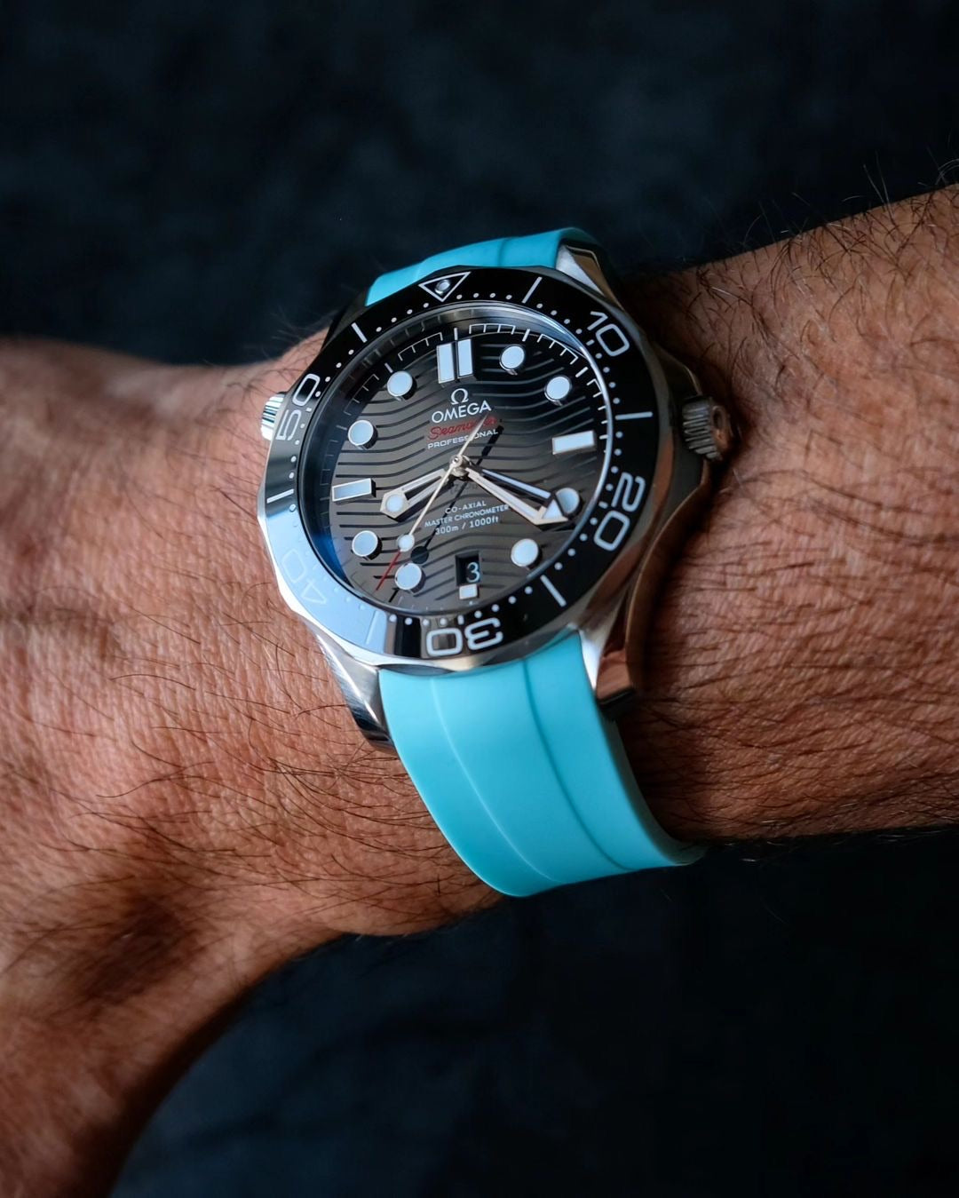 Omega Seamaster on WIS Blue Rubber Strap