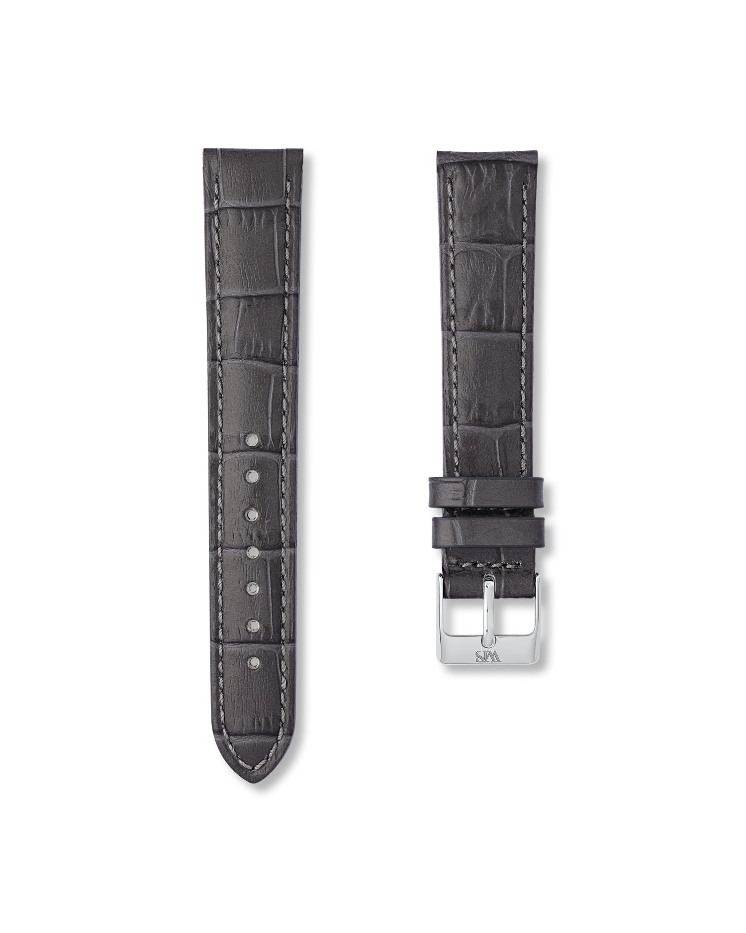 18MM Charcoal Grey Alligator Leather Watch Band | WISSTRAPS