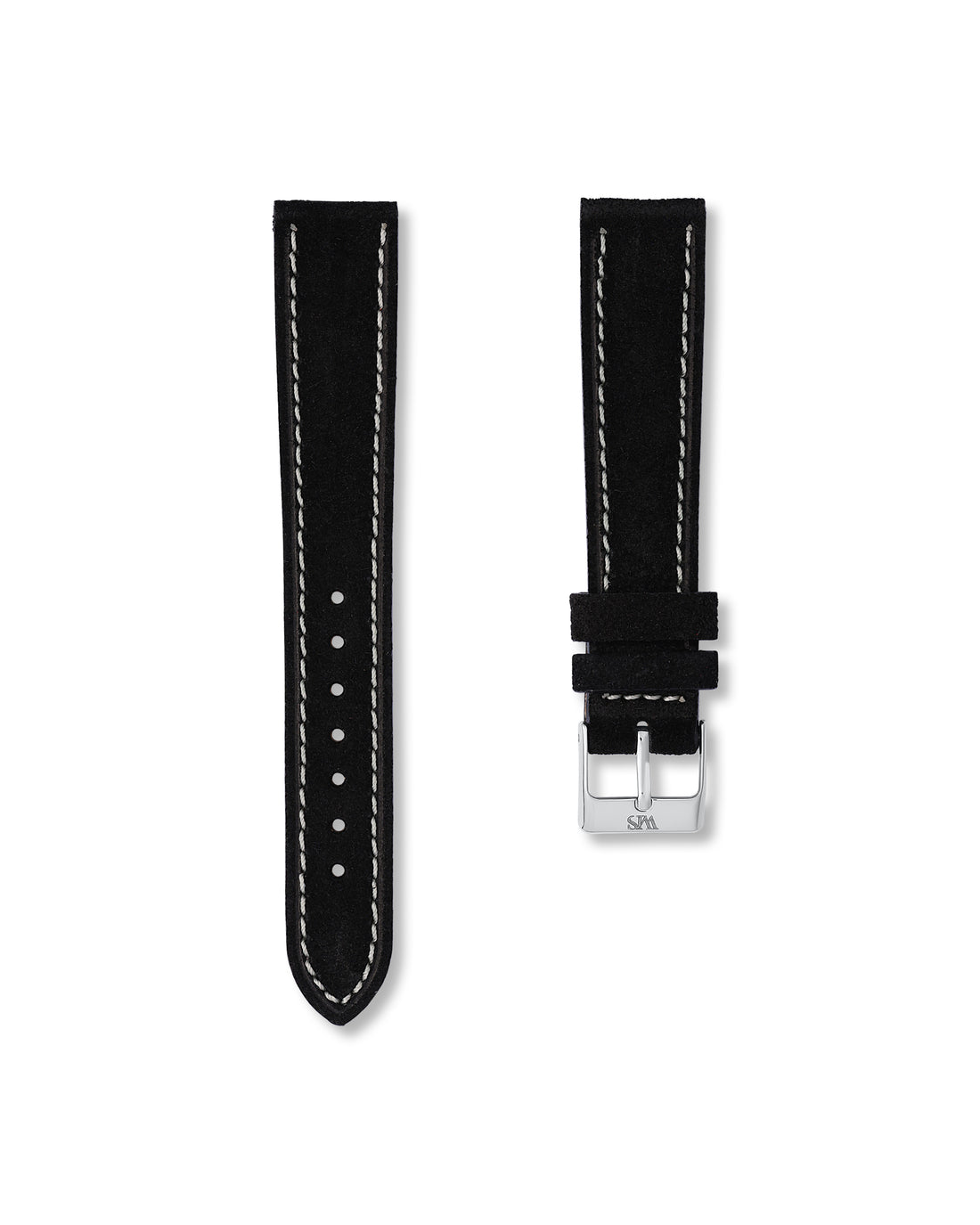 18MM Tuxedo Black Suede Leather Watch Strap | WISSTRAPS