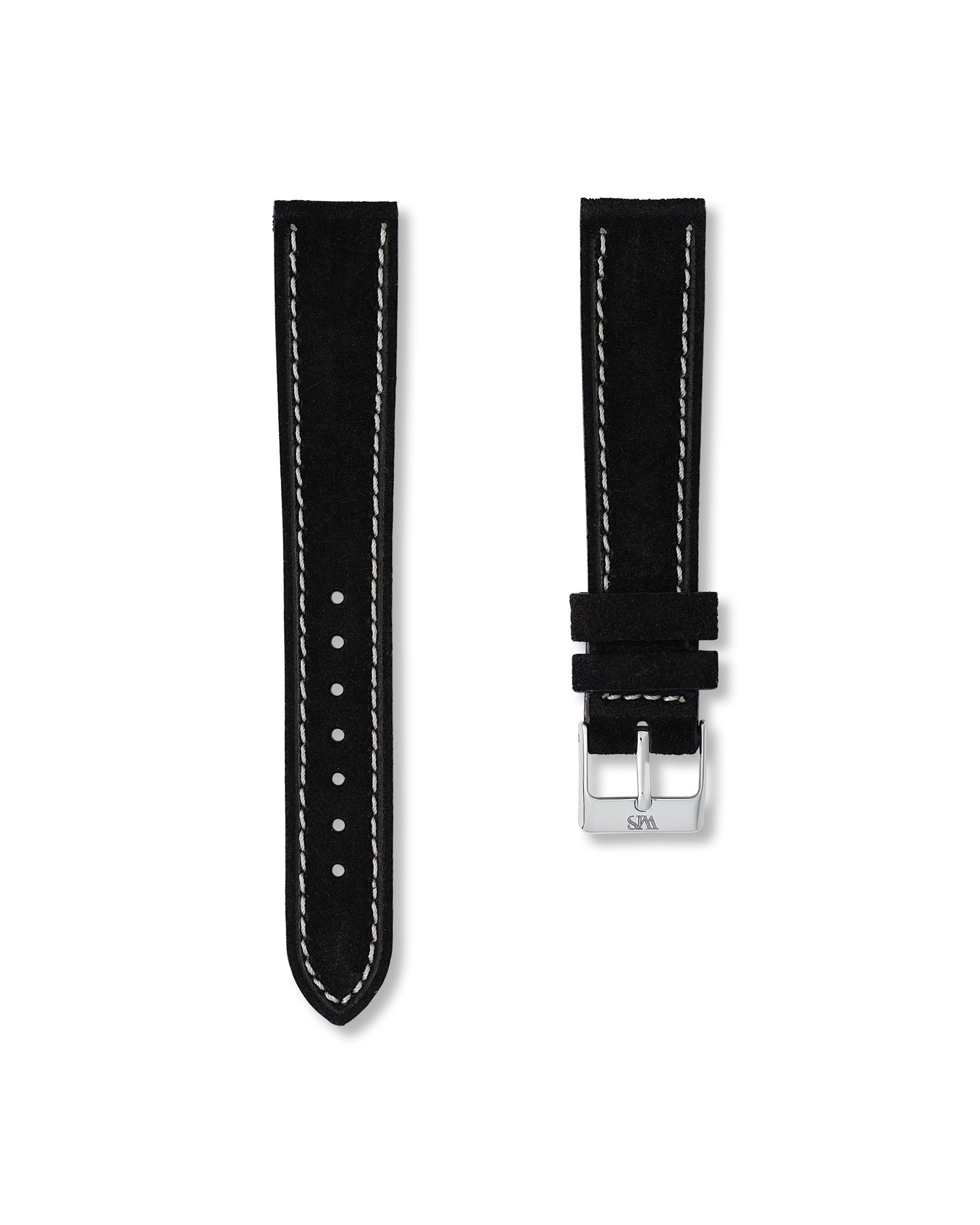 18MM Tuxedo Black Suede Leather Watch Strap | WISSTRAPS