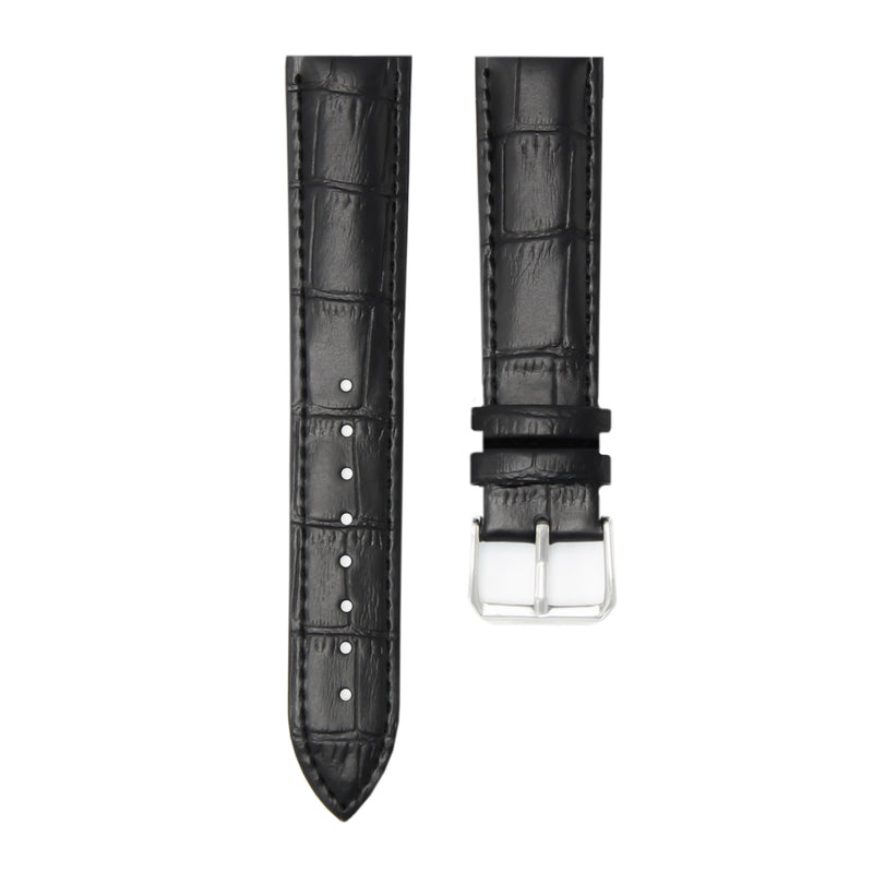 Tuxedo Black - Quick Release Alligator Leather Watch Strap For 19mm