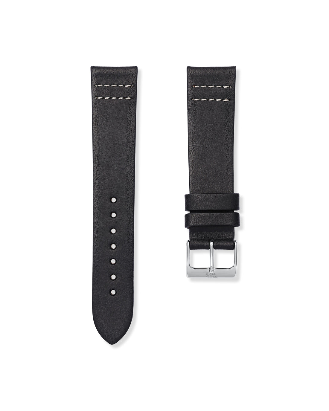 Tuxedo Black - White Stitched Leather Watch Strap For Tag Heuer Monza