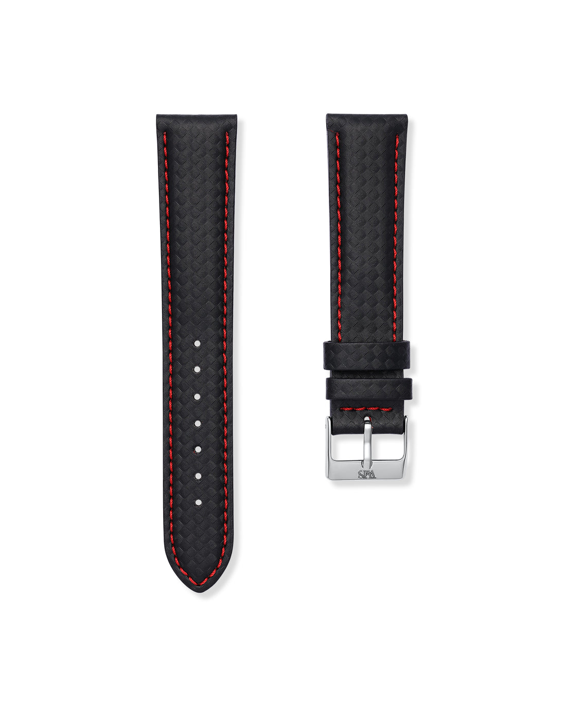 Correa de reloj de fibra de carbono roja - Hecha a mano en piel con veta de carbono para Omega Seamaster