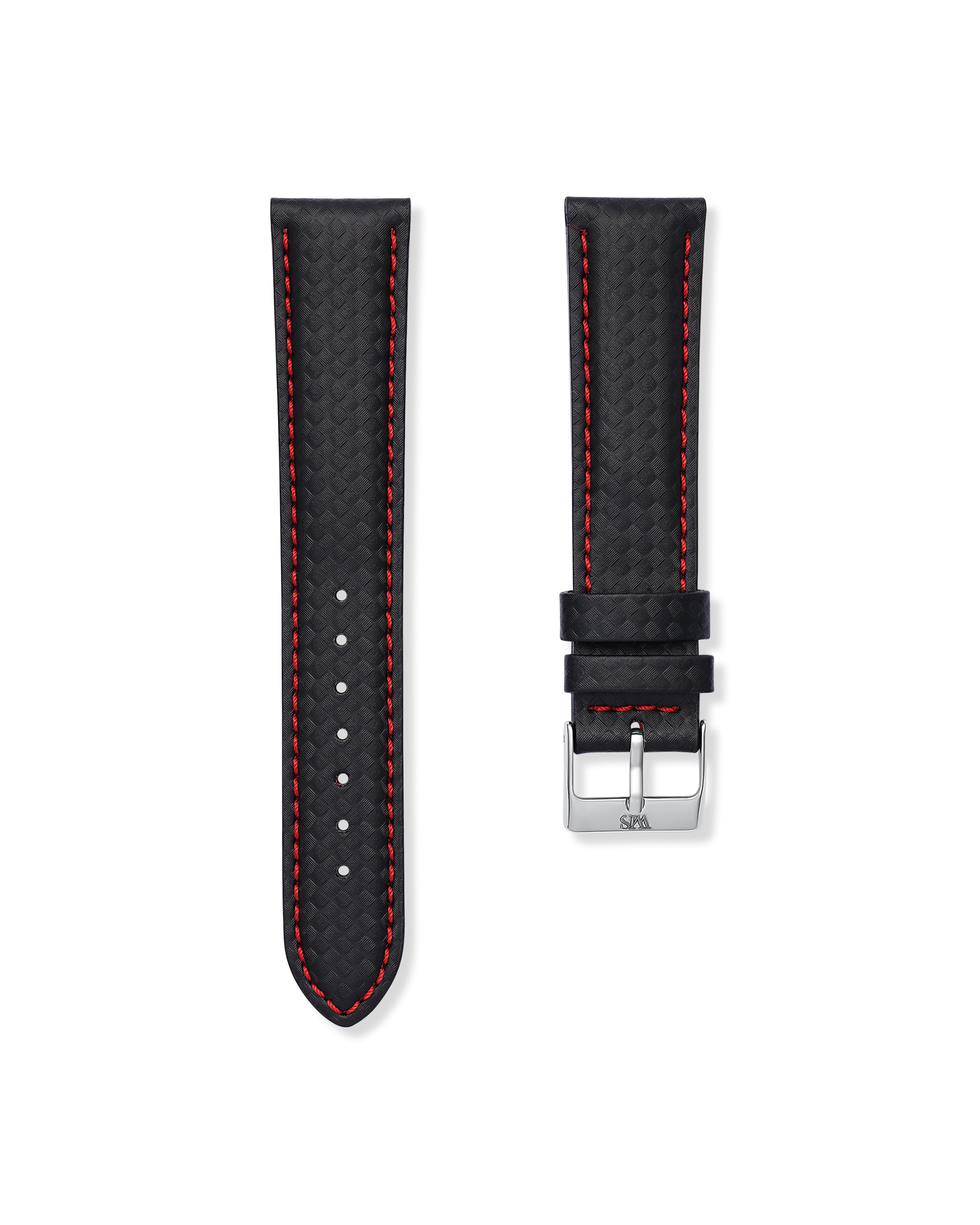 Carbon Fiber Red - Handmade Carbon Grain Leather Watch Strap For Omega Seamaster