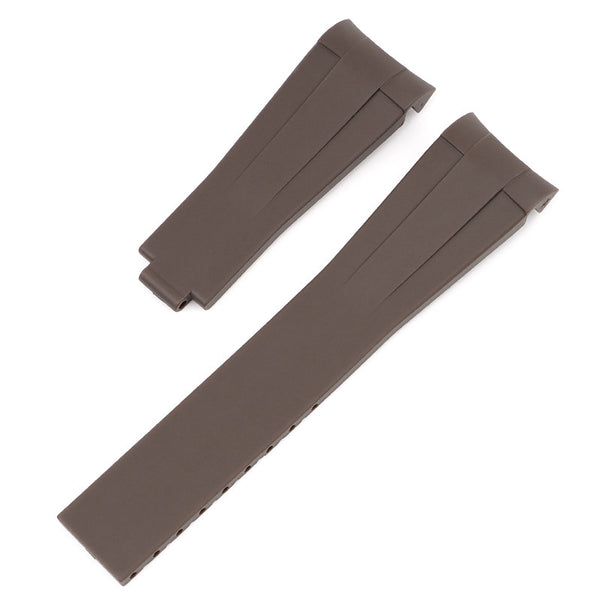 20mm Cut To Size Rubber Oysterflex Strap - Espresso Brown
