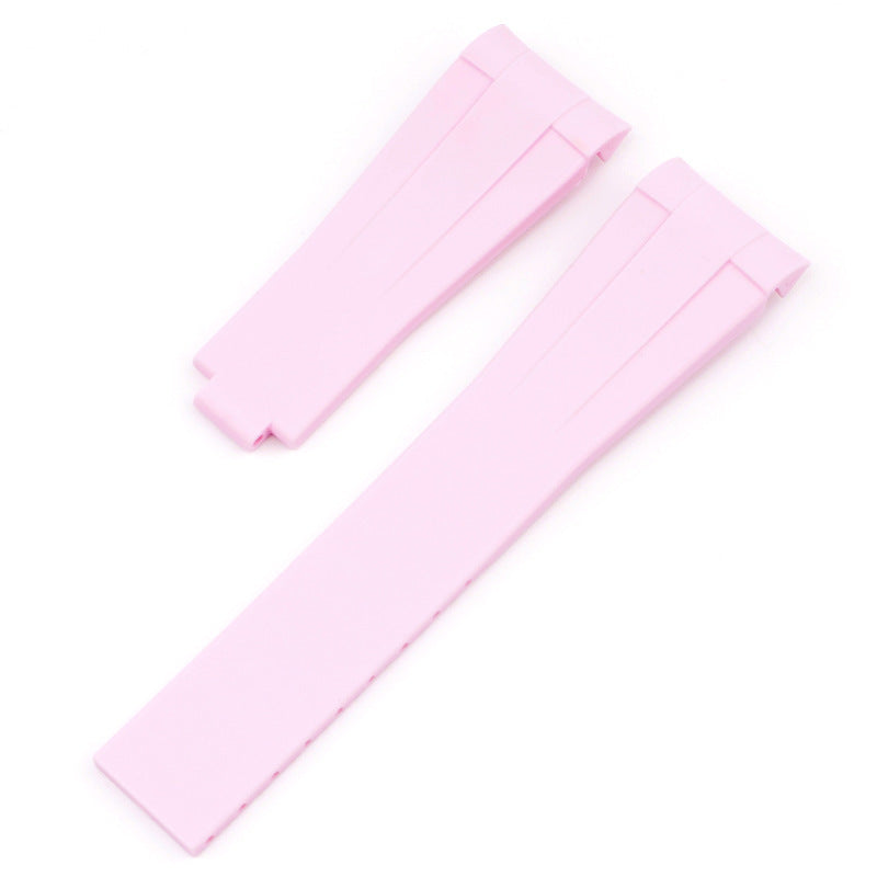 Rose Pink - Cut To Size Rubber Oysterflex Watch Strap For Rolex Yacht-master