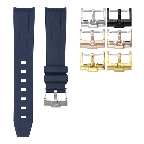 MARINE BLUE - RUBBER WATCH STRAP FOR OMEGA SEAMASTER