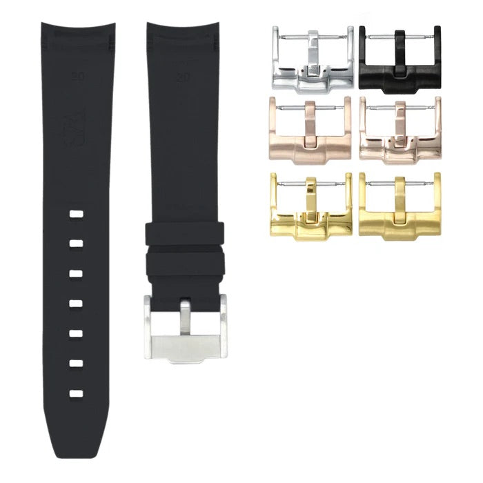 Tuxedo Black - Rubber Watch Strap For Longines Legend Diver