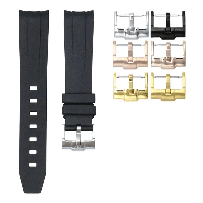 Tuxedo Black - Rubber Watch Strap For Longines Legend Diver