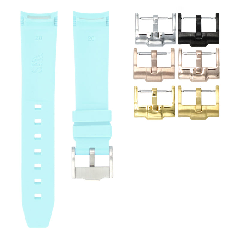 GLACIER BLUE - RUBBER WATCH STRAP FOR ROLEX OYSTER PERPETUAL