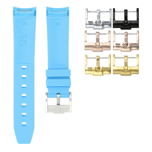 MIAMI BLUE - RUBBER WATCH STRAP FOR ROLEX DAY-DATE 36MM