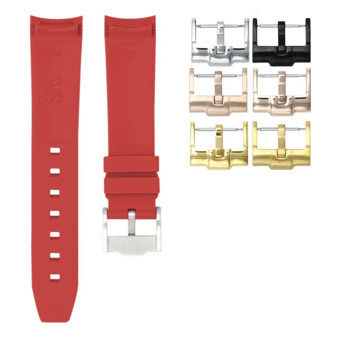 Crimson Red - Rubber Watch Strap For Longines Legend Diver