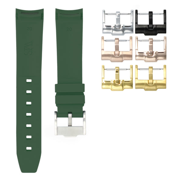 FOREST GREEN - RUBBER WATCH STRAP FOR ROLEX DATEJUST 36MM