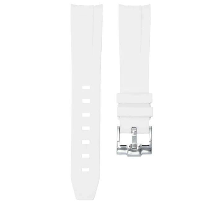 Polar White - Rubber Watch Strap For Longines Legend Diver