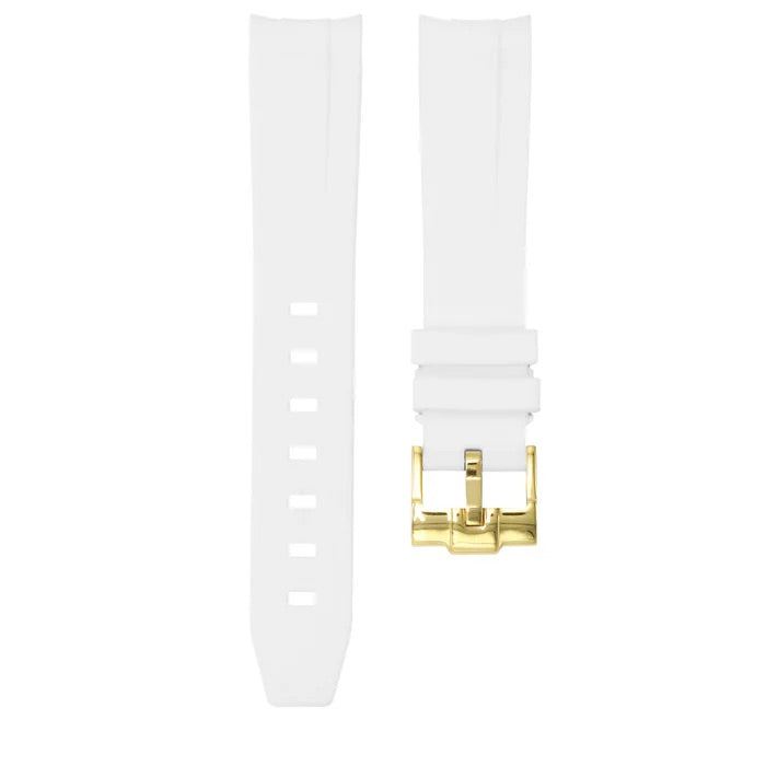 Polar White - Rubber Watch Strap For Longines Legend Diver