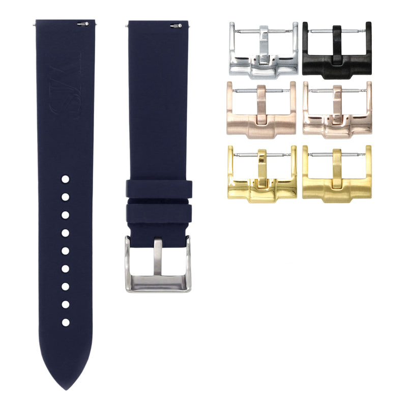 MARINE BLUE - QUICK RELEASE RUBBER WATCH STRAP FOR ROLEX GMT MASTER II