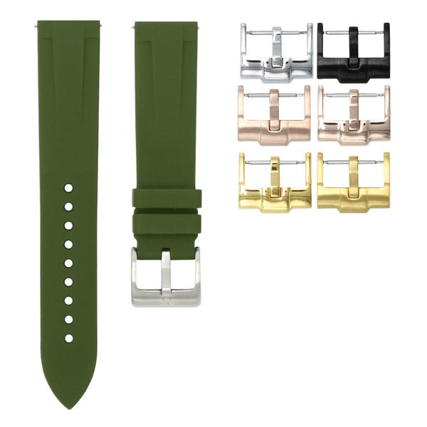 OLIVE GREEN - QUICK RELEASE RUBBER WATCH STRAP FOR MONTA NOBLE