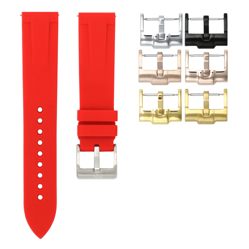 SCARLET RED - QUICK RELEASE RUBBER WATCH STRAP FOR SEIKO MARINEMASTER