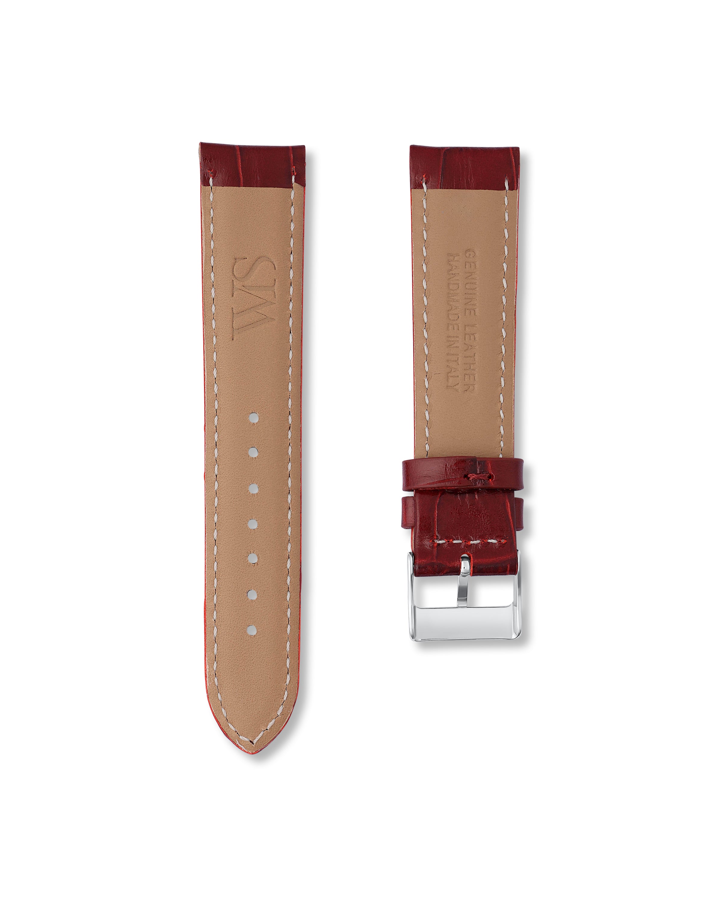 Cherry Red Alligator Leather Watch Strap For Grand Seiko Evolution