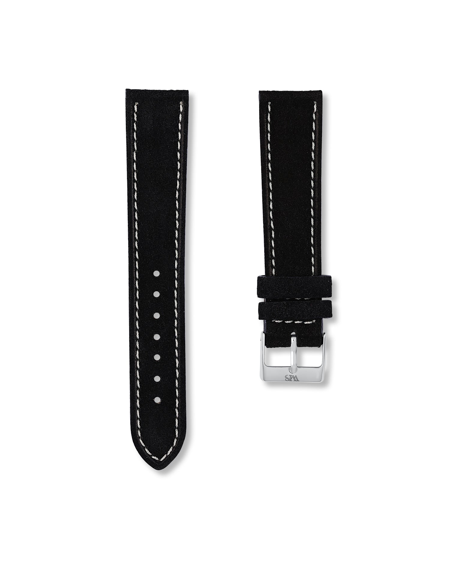 20MM/21MM Tuxedo Black Suede Leather Watch Strap | WISSTRAPS