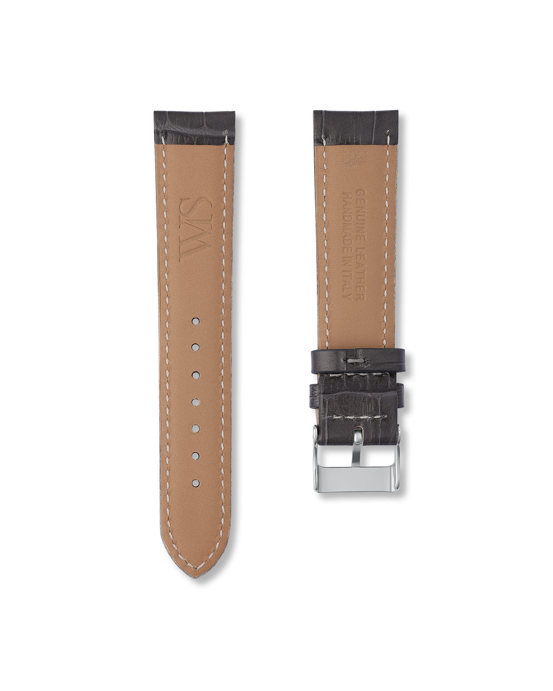 20MM Charcoal Grey Alligator Leather Watch Band | WISSTRAPS