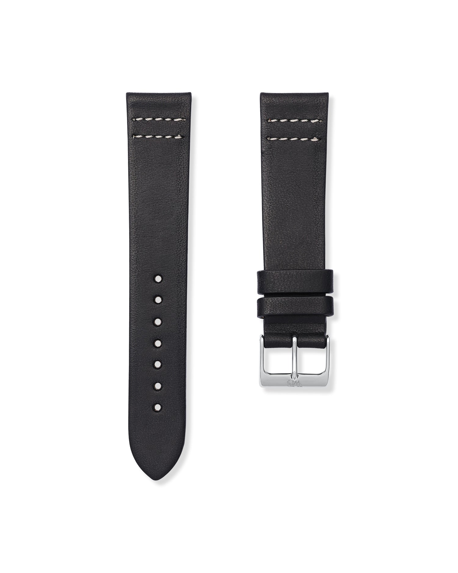 Tuxedo Black & White Stitched Leather Watch Strap 20mm No Tuxedo Black & White Stitched Leather Watch Strap 20mm No