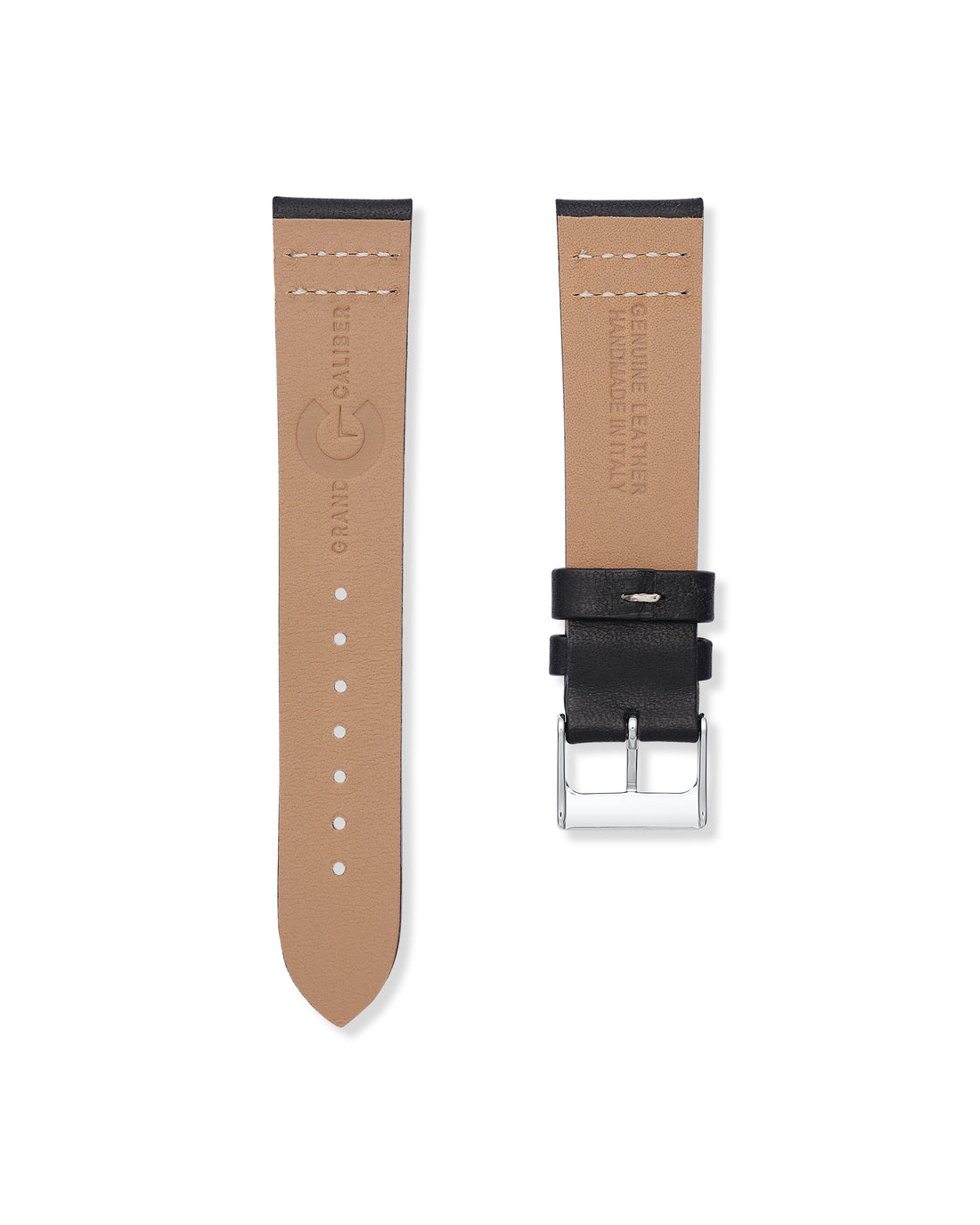 20MM Tuxedo Black White Stitched Leather Watch Strap | WISSTRAPS