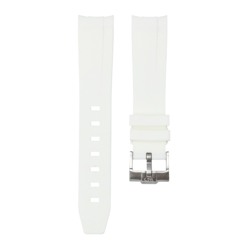 Polar White - Rubber Watch Strap For Longines Legend Diver