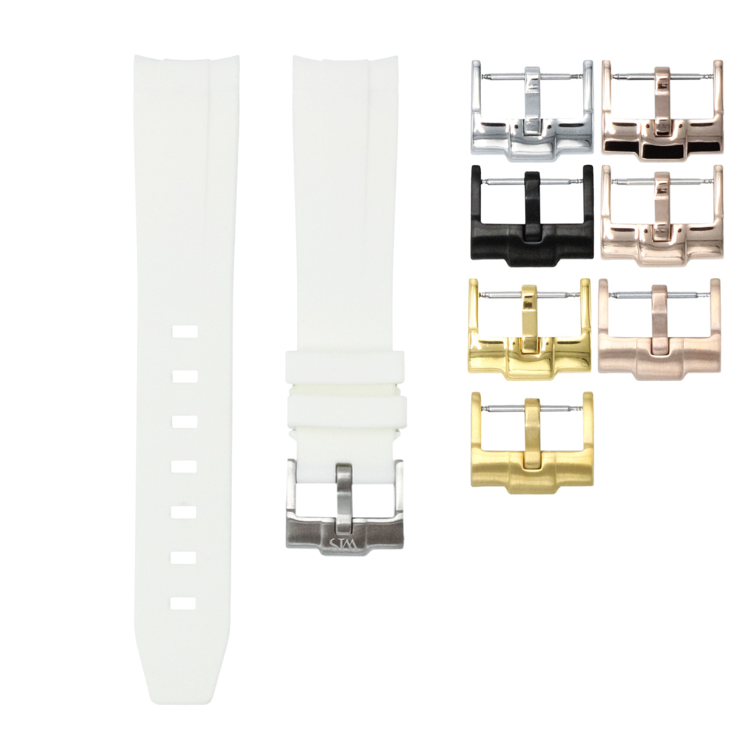 Polar White - Rubber Watch Strap For Longines Legend Diver