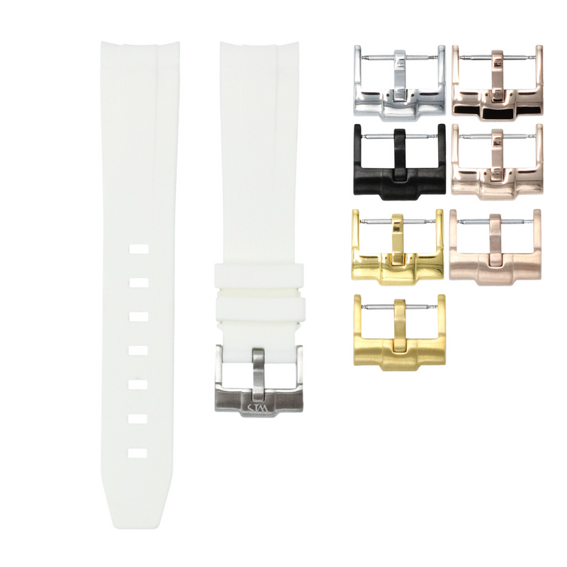 Polar White - Rubber Watch Strap For Longines Legend Diver